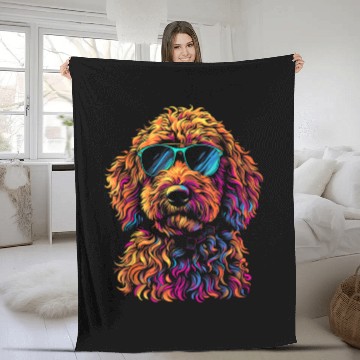 Discover Goldendoodle Sunglasses Funny Doodle Fleece Blankets
