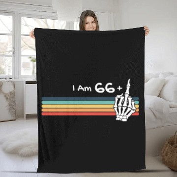Discover I'm not 67, I am 66 plus Middle Finger Retro Fleece Blankets
