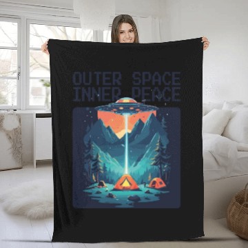 Discover Outer space inner peace camping with UFO Fleece Blankets