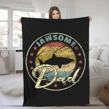 Discover Jawasome Dad Funny Shark Father's Day Gift Fleece Blankets