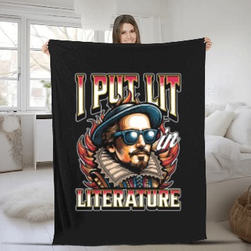 Discover Literature Teacher I Put Lit In Literature Bookish Fleece Blankets