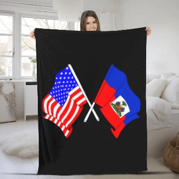 Discover USA flag USA, Haiti flag Fleece Blankets