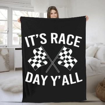 Discover Drag Racing Racetrack Checkered Flag Race Day Fleece Blankets