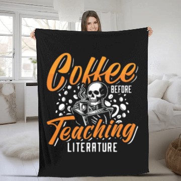 Discover Literature Teacher Coffee Bookworm Coffee Lover Fleece Blankets