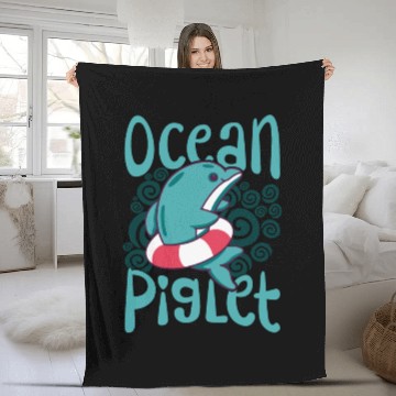 Discover Funny Dolphin Lover Ocean Piglet Graphic for Aquat Fleece Blankets