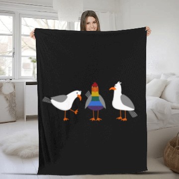 Discover Seagull LGBT Gay Lesbian Rainbow Flagge Fleece Blankets