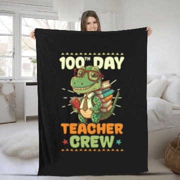 Discover 100 Days Of School Teacher Dinosaur Teacher Crew Fleece Blankets