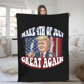 Discover Make 4th Of July Great Again 2024 Donald Trump Fleece Blankets