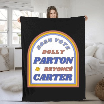 Discover Vote Dolly Parton & Beyonce Carter 2024 Election Fleece Blankets