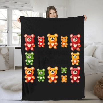 Discover Bear Hugs and Candy Kisses Gummy Bears Fleece Blankets