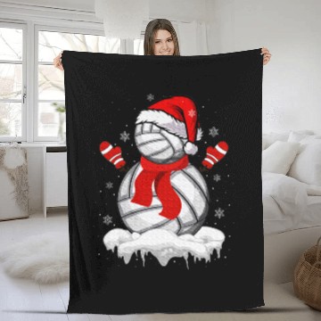 Discover Volleyball Snowman Christmas Fun Fleece Blankets