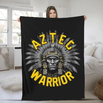 Discover Aztec Warrior Indigenous Mexican Aztec Jaguar Fleece Blankets