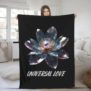 Discover Cosmic Crystal Glass Flower "UniversalLove" Fleece Blankets