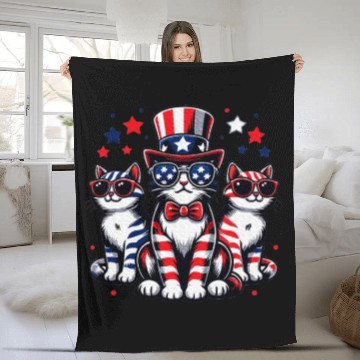 Discover Patriotic Cat Fourth Of July Kitten Cat Lover Fleece Blankets