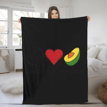 Discover Peace Love Avocado Avocado Lover Food Lover Fleece Blankets