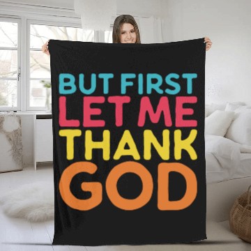 Discover But First Let Me Thank God, Vintage Religious Fleece Blankets