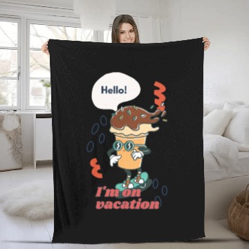 Discover Funny joyful Cool Vacation Ice Cream Cone Fleece Blankets