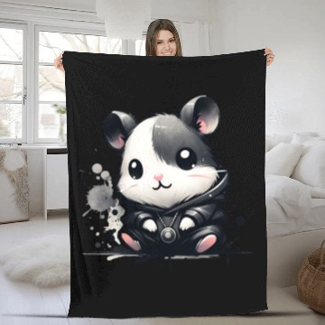 Discover Charcoal Hip Hop Hamster Fleece Blankets