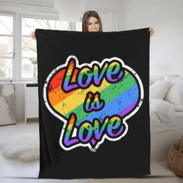 Discover Heart love is love grunge rainbow colored Fleece Blankets