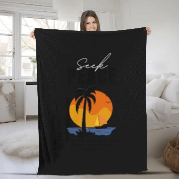 Discover Seek Peace Summer Beach Fleece Blankets