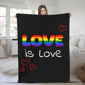 Discover LGBTQAI Rainbow love is love colored hearts Fleece Blankets