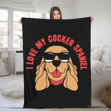 Discover Dog Dad Pet Lover Cocker Spaniel Dog With Glasses Fleece Blankets