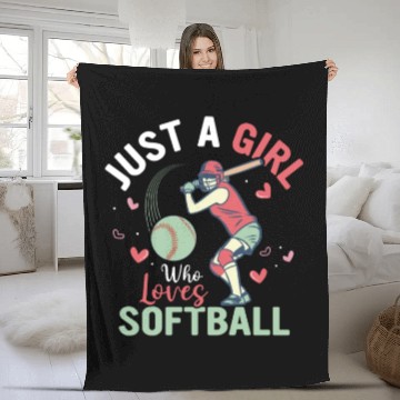 Discover Just A Girl Who Loves Softball Team Baseball Fleece Blankets