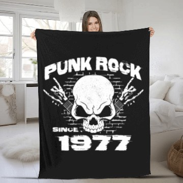 Discover Punk Rock Since 1977 - Skull Rock Hands 47th Fleece Blankets