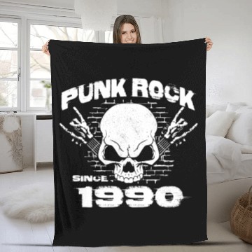 Discover Punk Rock Since 1990 - Skull Rock Hands 34th Fleece Blankets