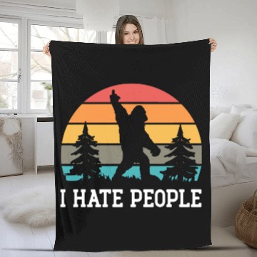 Discover I Hate People Sasquatch Bigfoot Funny Sarcastic Fleece Blankets