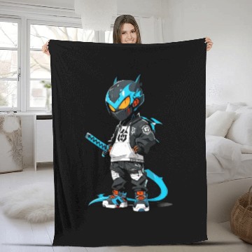 Discover Chibi Dragon Ninja Character Fleece Blankets