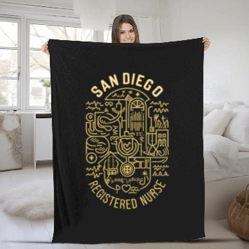 Discover San Diego Registered Nurse Graphic Design Fleece Blankets