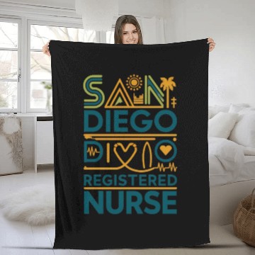 Discover San Diego Registered Nurse Graphic Design Fleece Blankets