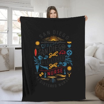 Discover San Diego Registered Nurse Skyline Tribute Graphic Fleece Blankets