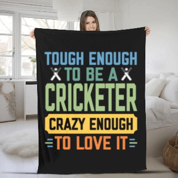 Discover Tough Enough To Be a Cricketer Funny Cricket Sport Fleece Blankets