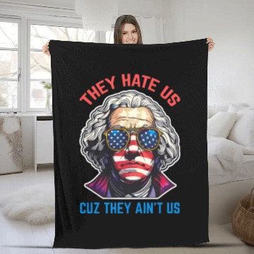 Discover They Hate Us Cuz They Ain't Us USA American Flag 4 Fleece Blankets