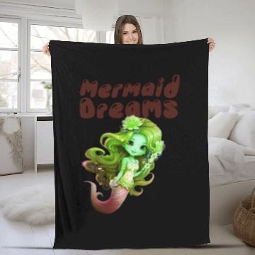 Discover Mermaid Dreams and Summer Vibes Fleece Blankets