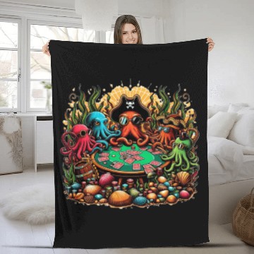 Discover Octopus Card Table Fleece Blankets