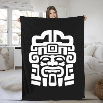 Discover Aztec God Ancient Mythology Mictlantecuhtli Mask Fleece Blankets