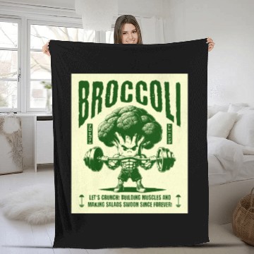Discover Broccoli fitness. Fleece Blankets