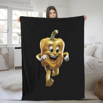 Discover Yellow Bell Pepper Running Realistic Fleece Blankets