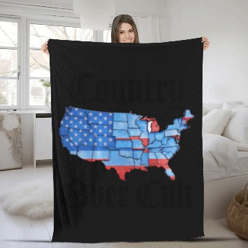 Discover Country Over Cult Black Fleece Blankets