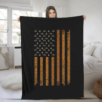 Discover Cool Bee Keeper Art US Flag Honey Beekeeping Fleece Blankets
