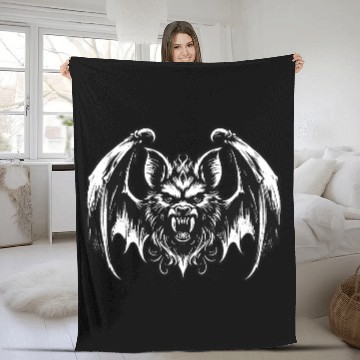 Discover Dark Art Bat Beast with Wings Animal Horror Grunge Fleece Blankets