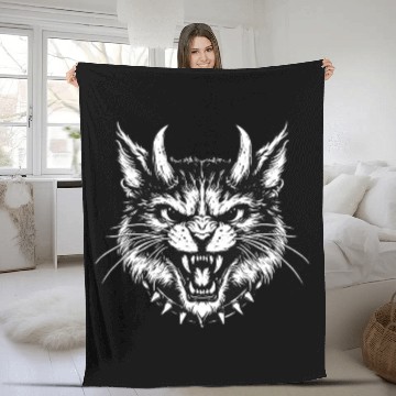 Discover Dark Art Cats Beast kitten Animal Vintage Fleece Blankets