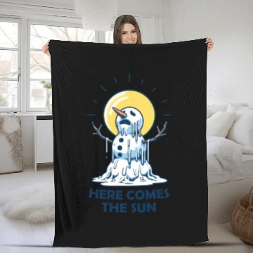 Discover Here Comes The Sun Snowman Fleece Blankets