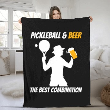 Discover Pickleball & Beer The Best Combination Fun Graphic Fleece Blankets