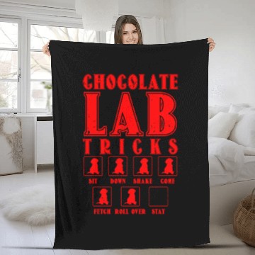 Discover Brown Labrador CHOCOLATE LAB TRICKS Stubborn Fleece Blankets