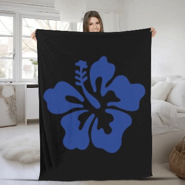 Discover Hibiscus - Blue Fleece Blankets