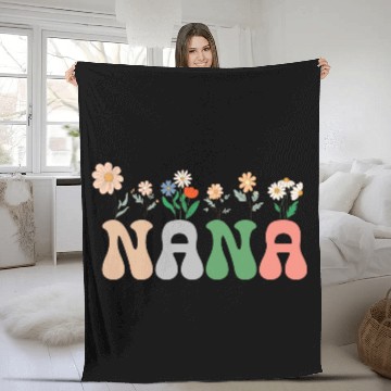 Discover Nana Wildflower Floral Design Cherry Blossom Nana Fleece Blankets